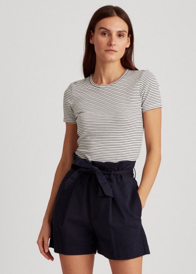 Ralph Lauren Striped Cotton-Blend T Shirt Dame Danmark (UVTAX1967)